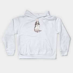 English cocker spaniel with flower Kids Hoodie